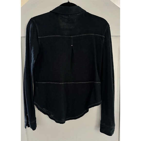 Free People We The Free Caroline Contrast Black Button Up Top Blouse Shirt Sz XS - Picture 2 of 6